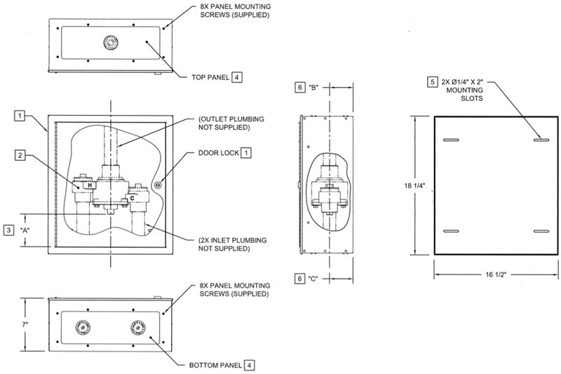 Haws 9200SUR Surface Mount Stainless Steel Cabinet for Thermostatic Mixing Valve