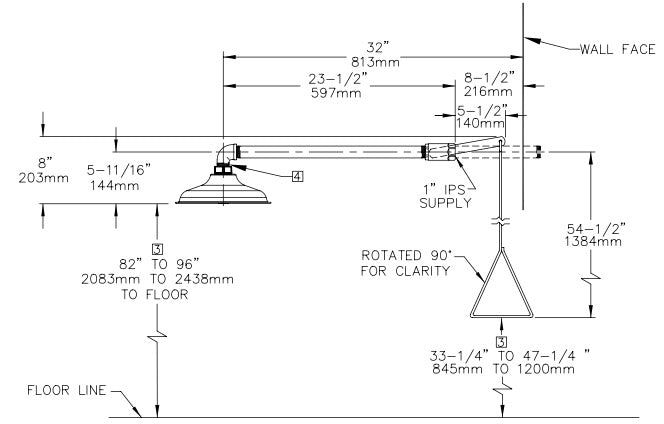 Haws 8122HWC AXION MSR Horizontal Drench Shower w/ Plastic Shower Head