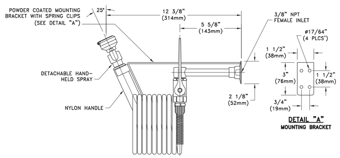 Guardian G5014 Eyewash/Drench Hose Unit, Wall Mounted