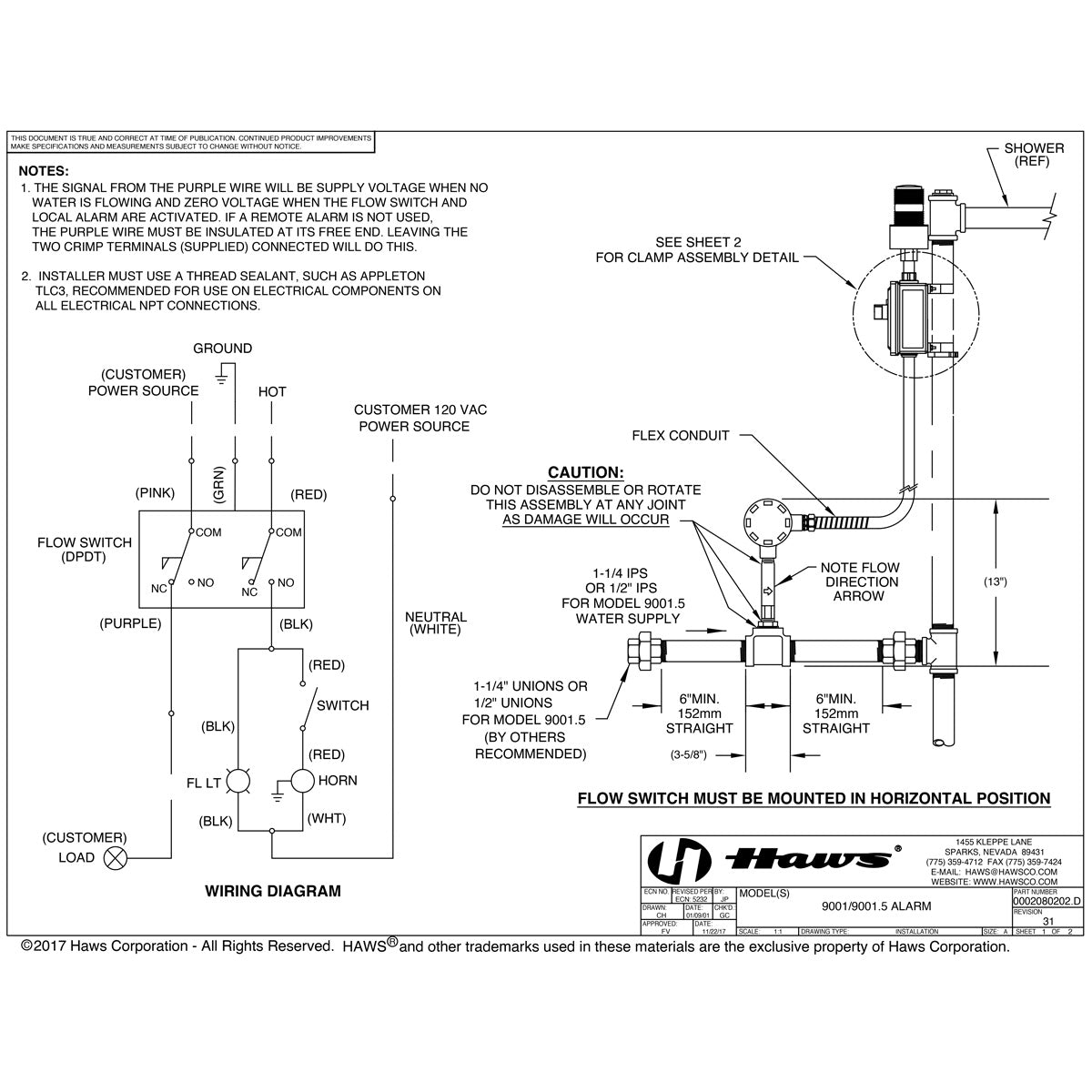 Haws 9001.5 Emergency Alarm And Light System for Eyewash Stations