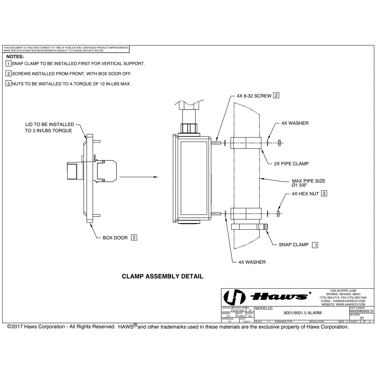 Haws 9001.5 Emergency Alarm And Light System for Eyewash Stations