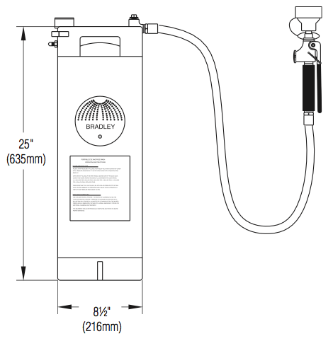Bradley S19-670 Portable Eyewash 5 Gallon w/ Drench Hose Only